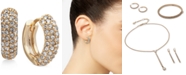 DKNY Gold-Tone Small Micropav&eacute; Huggie Hoop Earrings, 7/10"